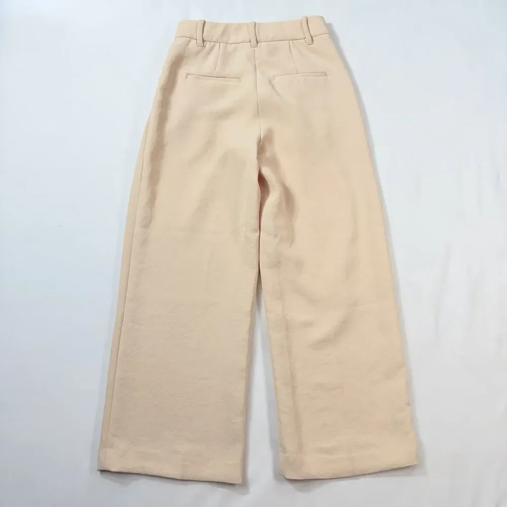 Aritzia Wilfred Effortless Pant Cropped Sz 00 Cream Pleated Minimalist Art 97558 - Picture 2 of 9